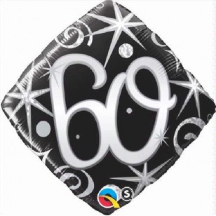 Black Elegant Swirls & Sparkles 60th Birthday Balloon